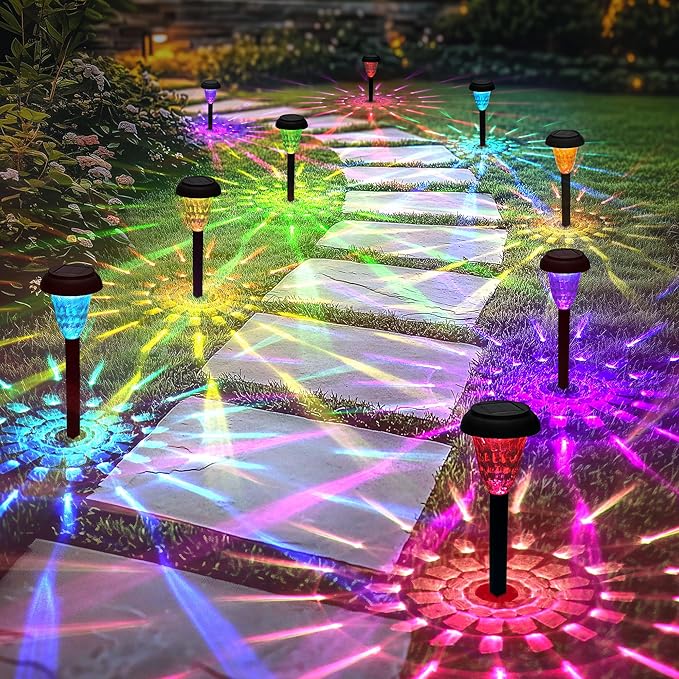 Solar Pathway Lights Outdoor Waterproof 16 Pack Color Changing Garden Light for Yard Patio Driveway Walkway Lawn Landscape Lighting for Outdoor Decor