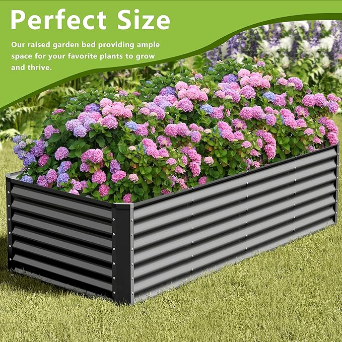 8x2x2FT Galvanized Raised Garden Bed,Galvanized Planter Boxes Outdoor, Large Metal Raised Garden Beds for Vegetables-Grey