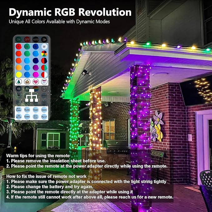 Brizled Color Changing String Lights 98FT 300 LED RGB Christmas Lights Dimmable Multifunctional Christmas Light with Remote for Indoor Outdoor St Patrick's Day Easter Halloween Xmas Tree Holiday Party