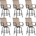 Yaheetech 6 Piece Patio Swivel Bar Stools Texteline Bistro Chairs with High Back/Armrest/Footrest, All Weather Padded Seating Outdoor Furniture Height Outdoor Chairs for Outside, Lawn & Garden