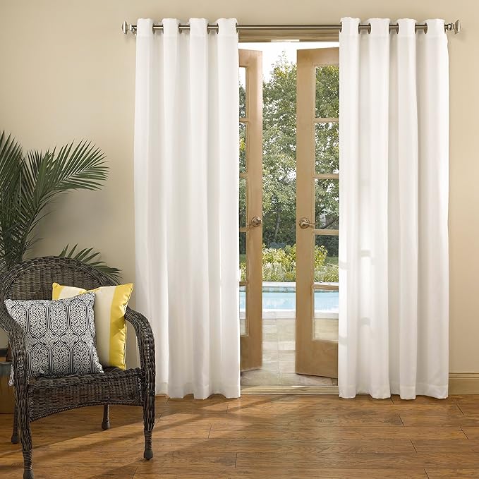 Sun Zero Marina Indoor/Outdoor UV Protectant Energy Efficient Grommet Curtain Panel, 54" x 108", White