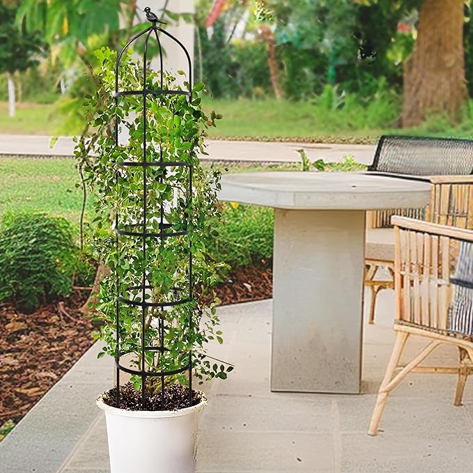 2-Pack 6.7FT Garden Obelisk Trellis for Climbing Plants,81”Metal Plant Support Tower,Heavy Duty Thickened Tube,Rustproof Black Vine & Flower Stand for Outdoor Indoor Use