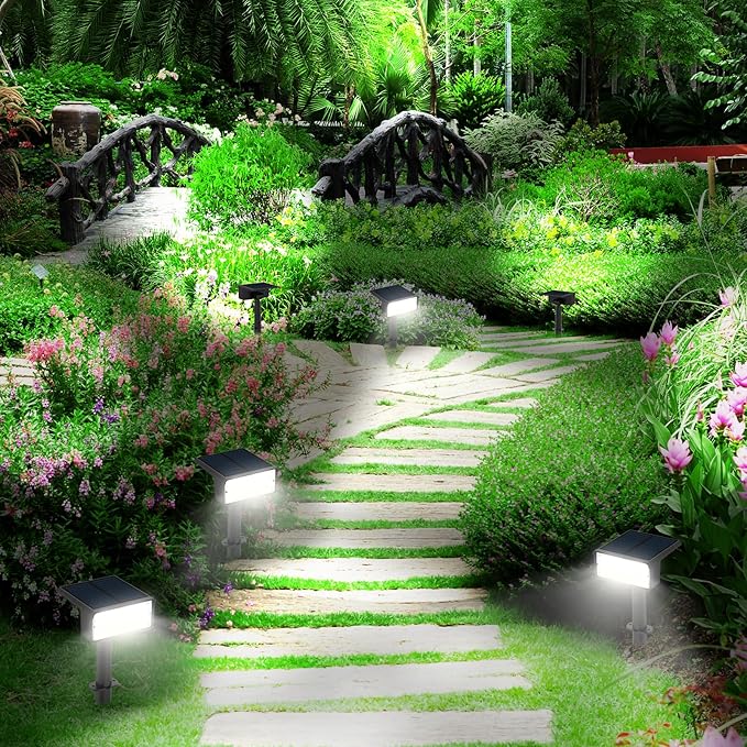 T-SUN Solar Spot Lights Outdoor, 8 Pack 49LED Landscape Spotlights, 2 Lighting Modes Auto ON/Off Solar Lights for Trees, Garden, Yard, Pathway, Driveway(White)