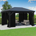 Black Outdoor Curtains for Patio Waterproof - 8 Panels Privacy Weatherproof Outside Curtains with Grommets for Pergola, Gazebo, Porch, Cabana, Balcony, 54 x 95 Inch