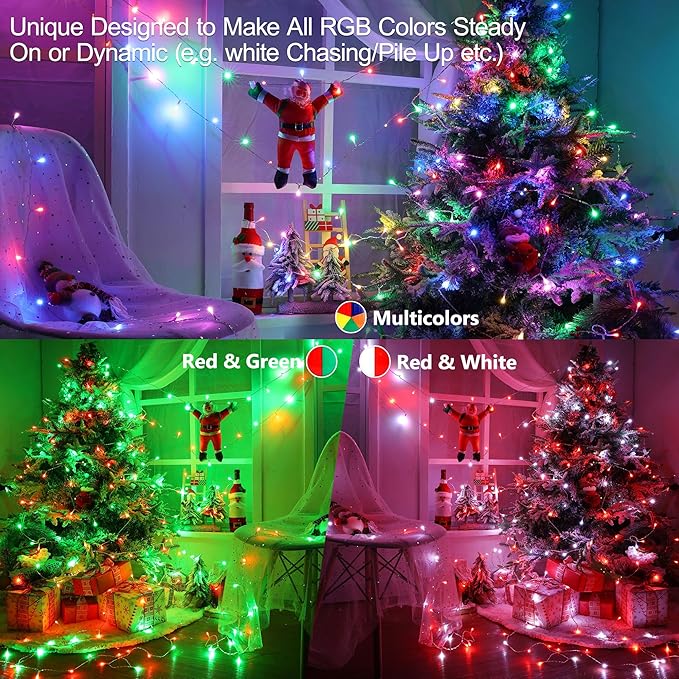 Brizled RGB Christmas Lights, 66ft 200 LED Color Changing Christmas Light with Remote, Dimmable Xmas Lights Outdoor Indoor Waterproof Mini String Light, Xmas Tree Lighting for Tree Halloween Party
