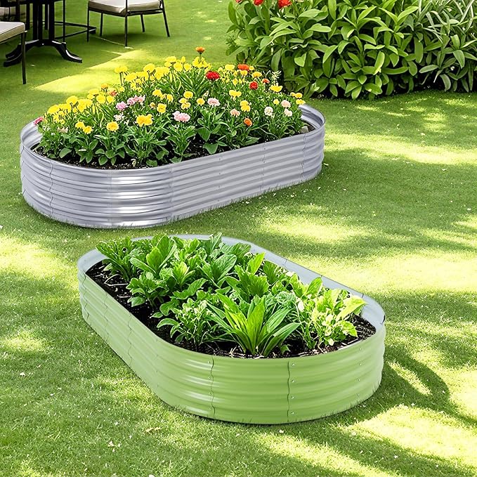 Galvanized Raised Garden Bed, 6x3x1 FT Thickening Planter Boxes Outdoor, Raised Beds for Gardening, Easy Assembly Large Garden Bed for Vegetables, Fruits, Flowers (2-Pack)