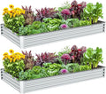 2PCS 8x4x1FT Galvanized Raised Garden Bed, Galvanized Planter Raised Garden Boxes Outdoor, Large Metal Raised Garden Beds for Vegetables-Silver