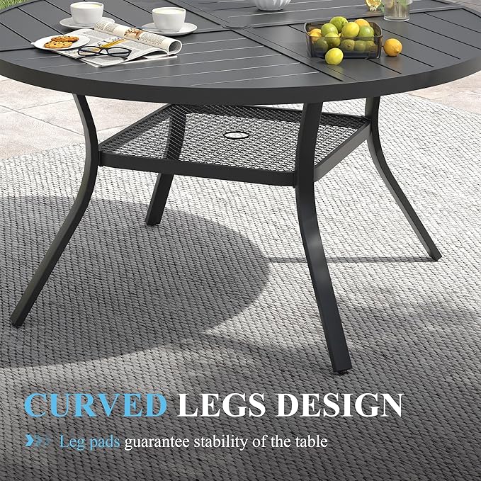 VICLLAX Patio Table and Chair Set of 4, All Weather Metal Round Outdoor Dining Furniture Set-40.6" Round Outdoor Table and Chairs, Black Tabletop