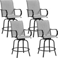 Yaheetech Patio Swivel Barstools Outdoor Chairs Set of 4, High Bistro Stools Outdoor Furniture, All-Weather Patio Stools for Outside, Beach, Lawn, Poolside and Garden, Black/Light Gray
