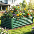 YITAHOME 6x3x1.5 ft Galvanized Raised Garden Bed Kit, Large Metal Planter Box with Gloves & Support Rod, Outdoor Flower Bed for Plants Vegetables, Green