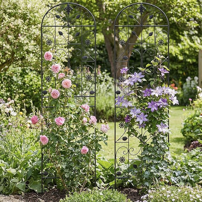 Trellis for Climbing Plants Outdoor, （2 Pack 70.8x19.6-inch）, Generic Metal Garden Trellis, Rustproof, Easy Assembly,（Black）
