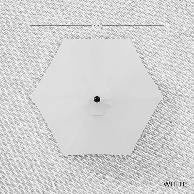 Best Choice Products 7.5ft Heavy-Duty Round Outdoor Market Table Patio Umbrella w/Steel Pole, Push Button Tilt, Easy Crank Lift - White