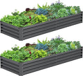 2PCS 8x2x1FT Galvanized Raised Garden Bed, Galvanized Planter Raised Garden Boxes Outdoor, Large Metal Raised Garden Beds for Vegetables-Grey