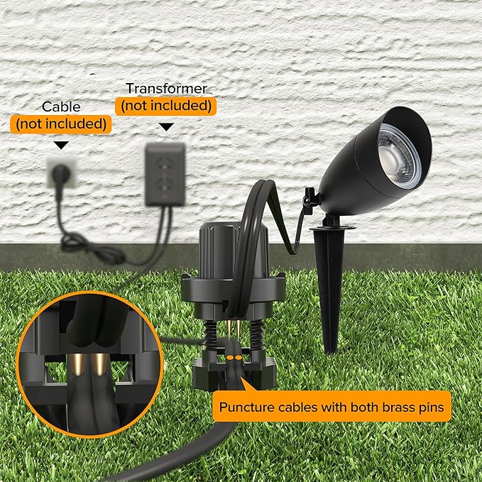 LUTEC 5CCT 12V Low Voltage Landscape Lighting Die-cast Aluminum Spot Lights with Connectors, IP65 Outdoor Landscape Spotlights, 7W 650LM for Tree Garden, 4 Pack (No Transformer Kits)