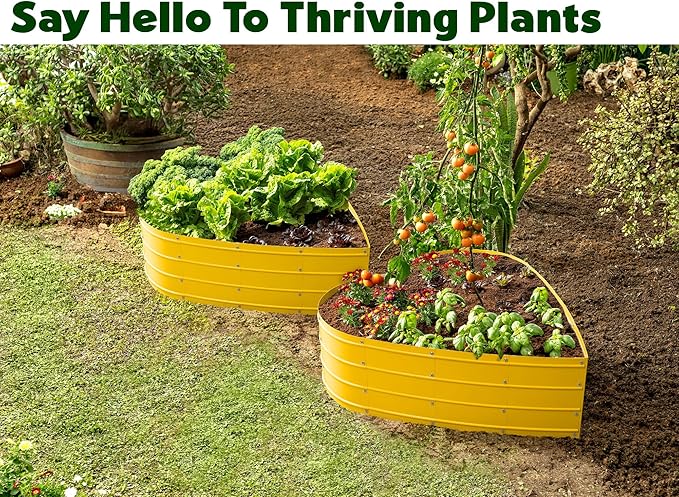 Plant & Plot Galvanized Raised Garden Beds Outdoor // Planter Raised Beds for Gardening, Vegetables, Flowers // Large Metal Garden Box (Yellow) // Tool-Free Assembly