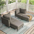 LAUSAINT HOME Outdoor Patio Furniture, 4 Piece Outdoor Sectional Sofa PE Rattan Wicker Patio Conversation Sets, All Weather Patio Furniture Set with Thick Cushions for Garden, Backyard(Grey)
