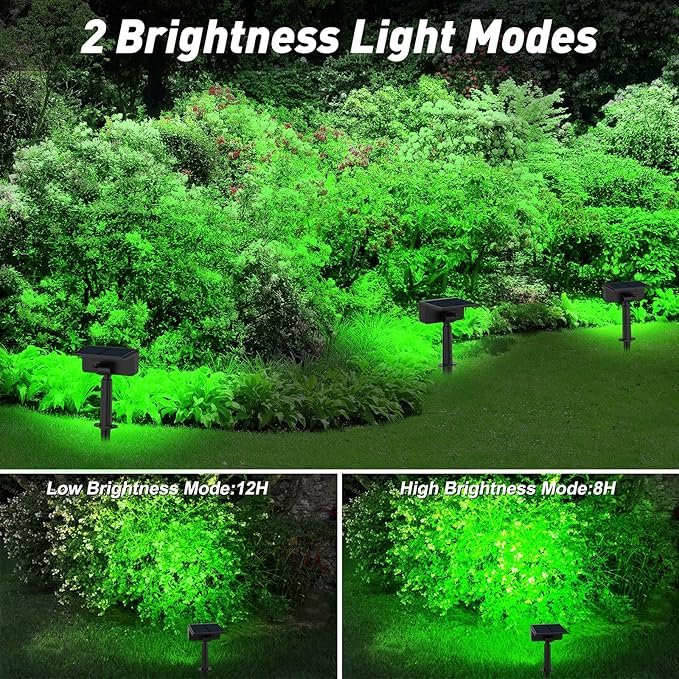 T-SUN Green Solar Spot Lights Outdoor 4 Pack, 49 LED 2 Lighting Modes, IP65 Waterproof Landscape Spotlights, 2 in 1 Auto On/Off Solar Lights for Yard, Garden, Driveway, Pathway