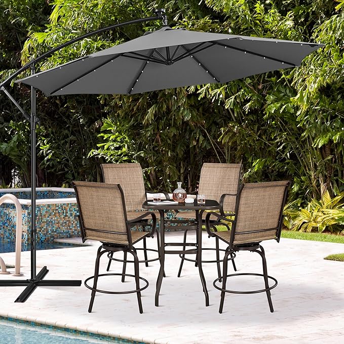 Yaheetech Patio Swivel Barstools Outdoor Chairs Set of 6, High Bistro Stools Outdoor Furniture, All-Weather Patio Stools for Outside, Beach, Lawn, Poolside and Garden, Brown