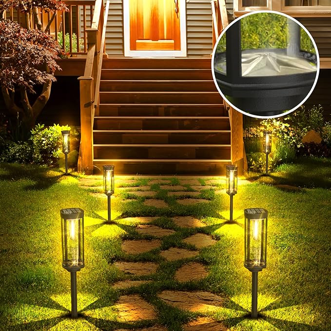 Solar Pathway Lights Outdoor 4 Packs, Bright Solar Path Light Outside Waterproof, Solar Garden Decorative Solar Powered Landscape Lights for Walkway Driveway Lawn Patio Sidewalk Yard Decor