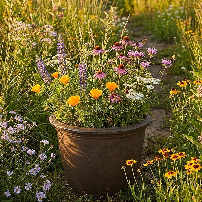 Sunnydaze 20-Inch Anjelica Large Plastic Pot for Plants - Outdoor Double-Walled Large Plastic Planter with Drillable Drainage Holes - Rust