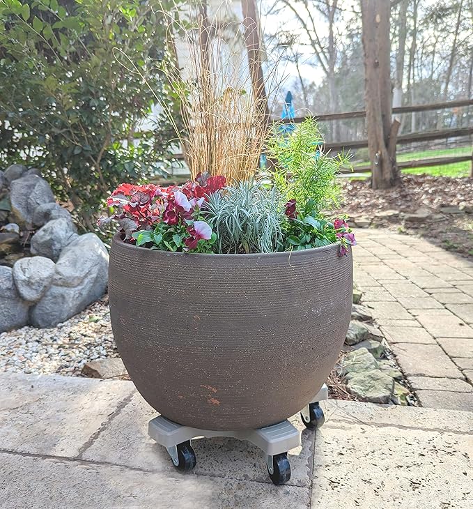 Bosmere 20" Plant Caddie - Heavy-Duty Rolling Plant Stand with Locking Wheels, 500 lb Capacity – Durable Plant Caddy for Indoor/Outdoor Use, Light Gray