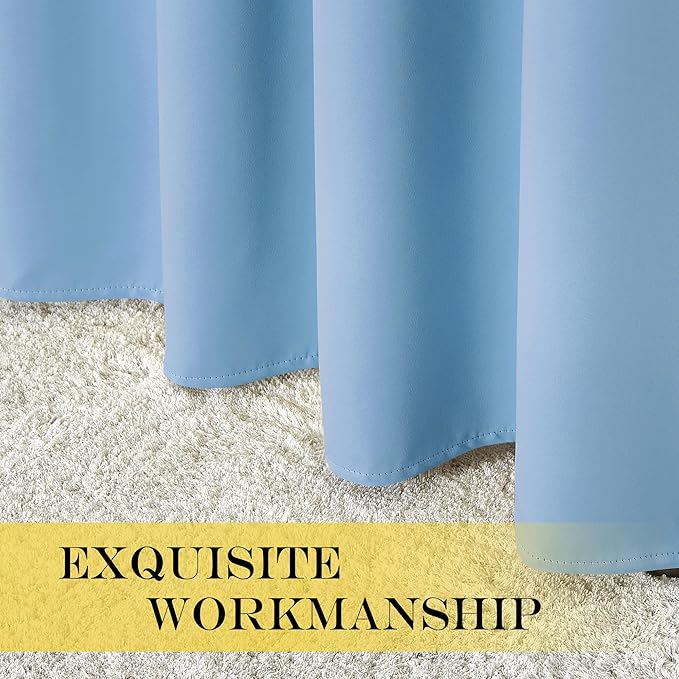 NICETOWN Blackout Room Darkening Window Curtain - Thermal Insulated Solid Grommet Blackout Patio Door Curtain/Drape for Living Room (Blue, 1 Panel, 52 by 95-inch)