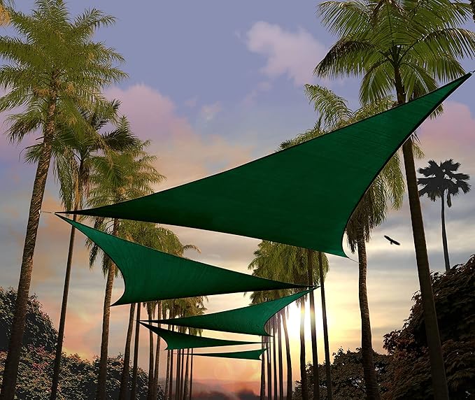 Amgo Custom Size 20' x 20' x 20' Green Triangle Sun Shade Sail UPF50+ AGTAPRT12, Order to Make Canopy Awning, 95% UV Blockage, Water & Air Permeable, Commercial Standard (We Customize)