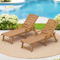 LUE BONA Outdoor Chaise Lounge Chairs Set of 2, HDPS Chaise Lounger, 5 Positions Adjustable Lounge Chairs, Pool Lounge Chair with Wheels for Poolside, Patio, Restaurant, 3 Year Warranty, Teak Color