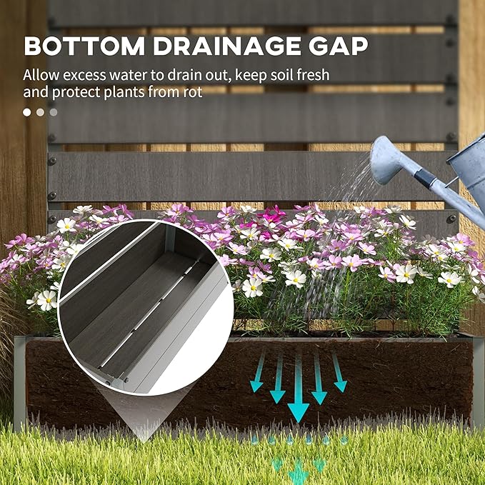 Outsunny Raised Garden Bed with Trellis for Climbing Plants, Planter Box with Self Draining Gap, Freestanding Trellis Planter for Outdoor, Patio, Deck, 35.75" x 15" x 70.75", Dark Gray
