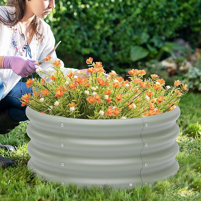 2-Pack 2x1ft Galvanized Raised Garden Bed, Outdoor Planter Bed, Metal Planter Box for Gardening and Planting,Light Green