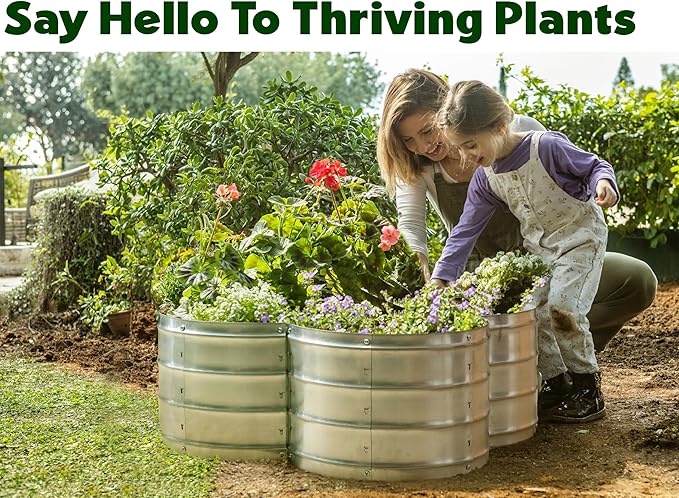 Plant & Plot Galvanized Raised Garden Beds Outdoor // 3×3×1 ft Planter Raised Beds for Gardening, Vegetables, Flowers // Large Metal Garden Box (Silver) // Patented Tool-Free Design