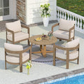 Outdoor Patio Furniture Set, 5 Pieces Modern Metal Patio Conversation Set with 6" Thick Cushions, Outdoor Lounge Sofa 350lbs for Backyard Porch Balcony, Beige
