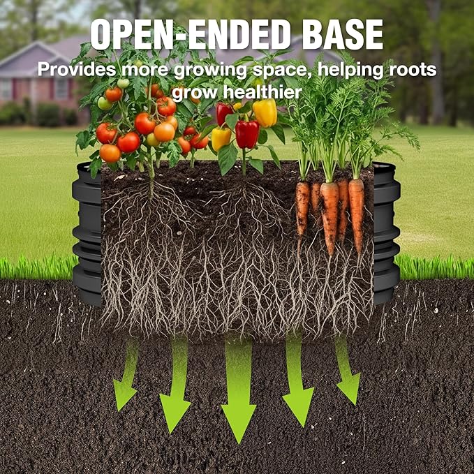 WORKPRO 3PK 2x2x1ft Outdoor Galvanized Raised Garden Bed Kit, Rust & Corrosion Protection, Easy Assembly, Safe Edge, Ideal for Vegetables & Flowers, Black