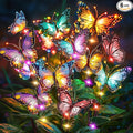 Solar Lights Outdoor Garden Decor: 6 Pack 102 Silk Butterflies with 132 Color-Changing LEDs - Auto On/Off 12H Magical Lighting IP65 Waterproof for Yard Patio Pathway - Unique Gifts for Mom Grandma