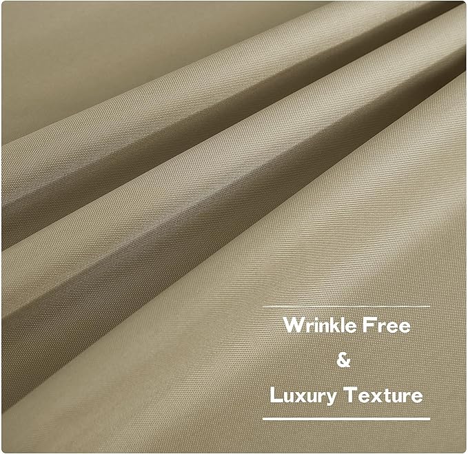 NICETOWN Canvas Patio Curtains for Outdoor Waterproof 2 Panels, Home Fashion Machine Washable Grommet Top & Bottom Fixed Thermal Insulated Privacy Drapes for Balcony/Gazebo, 55" W x 108" L, Taupe