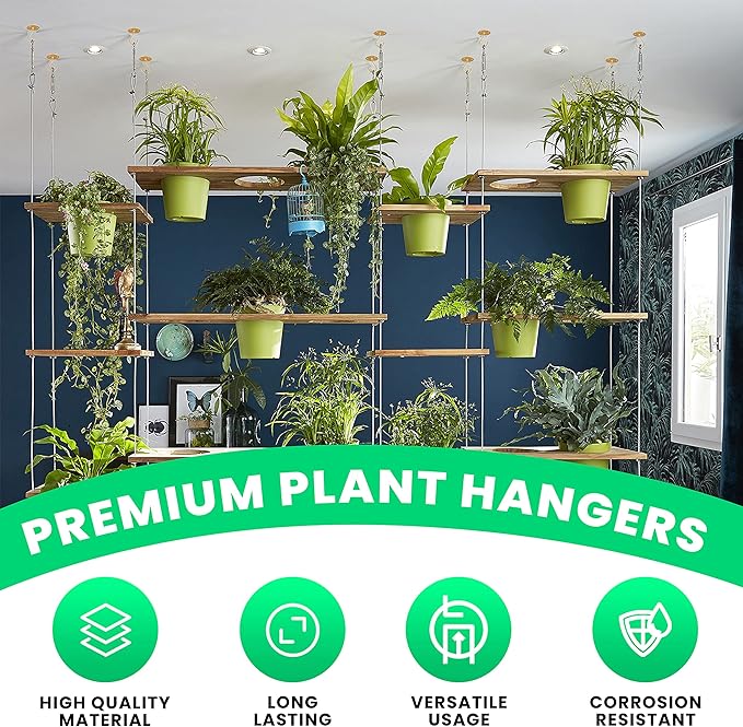 Ceiling Hooks for Hanging Plants- 4pcs 2.56 inches Heavy Duty Powder Coated, Gold Hanging Hooks for Bird Feeders, Planters and Wind Chimes