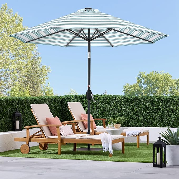 Best Choice Products 10ft Solar Polyester LED Lighted Patio Umbrella w/Tilt Adjustment and UV-Resistant Fabric