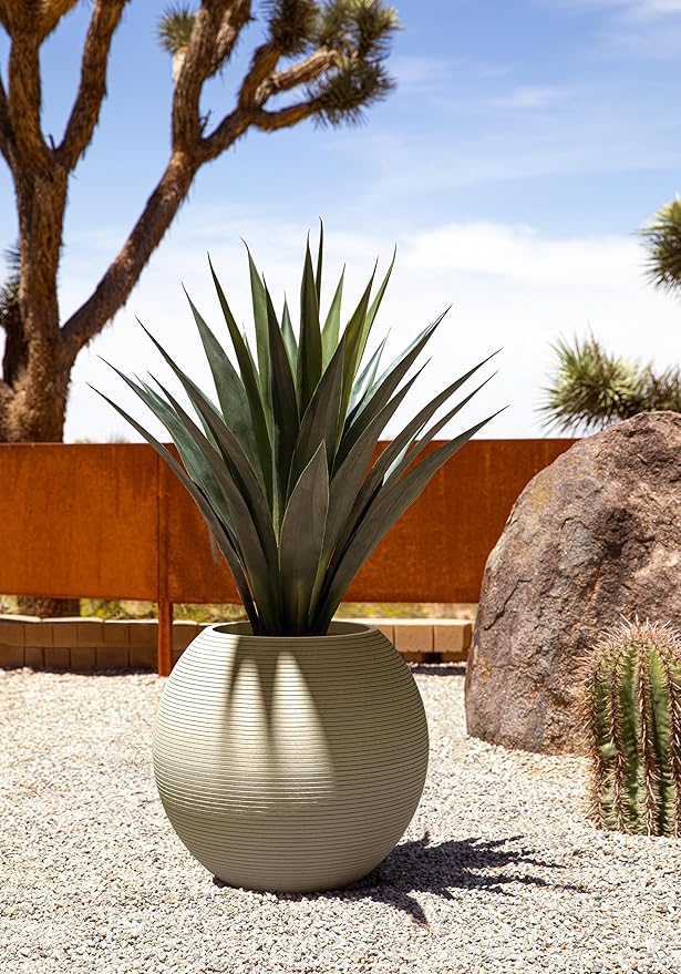Veradek Strata Series Sphere Round Planter for Patio & Backyard | Durable Plastic-Stone Material | Modern Décor for Tall Trees and Plants