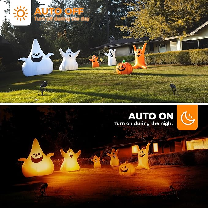 L LOHAS LED Halloween Orange and Purple Spotlights Outdoor, Auto On/Off 5W 120V Landscape Lighting for for House, Holiday, Trees, Decoration, 450LM IP66 Waterproof, UL Listed, 2 Pack