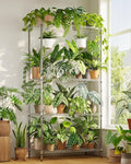 Large Plant Shelf Indoor Plant Stand Outdoor 4 Tier for Plants Heavy Duty 3000lbs Plant Rack Storage Shelves Adjustable Tall Plant Holder for Balcony Garden Patio
