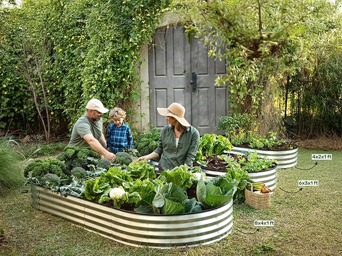 Plant & Plot Galvanized Raised Garden Beds Outdoor // 6×3×1 ft Planter Raised Beds for Gardening, Vegetables, Flowers // Large Metal Garden Box // Patented Tool-Free Design (Silver)