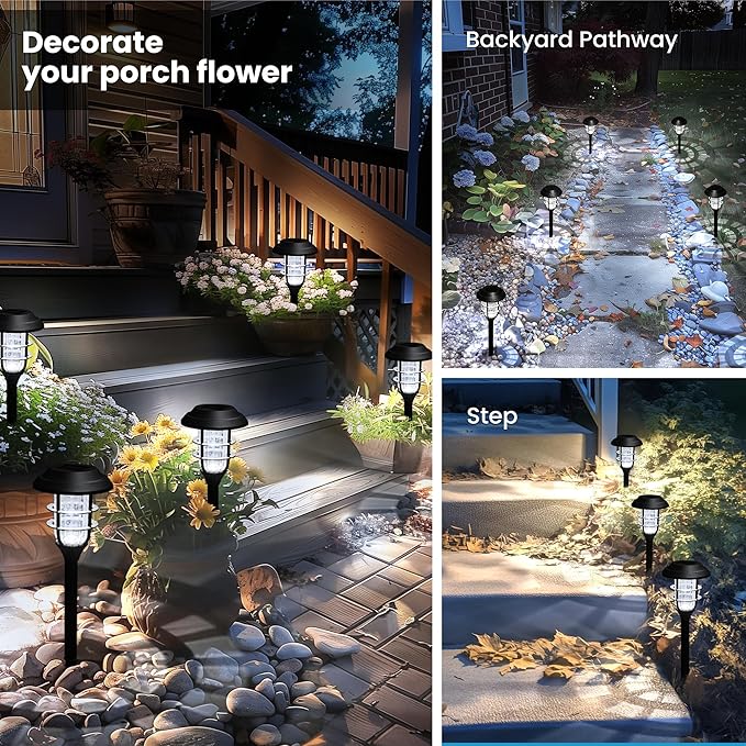 SOLPEX Solar Lights for Outside, Solar Outdoor Pathway Garden Lights Waterproof, Solar Powered Landscape Lighting for Yard, Garden, Pathway, Patio, Porch, Walkway, Driveway, 12 Pack(Cold White)
