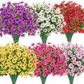 Bassion Artificial Flowers for Outdoors, 24 Bundles UV Resistant Fake Flowers Realistic Silk Faux Plants for Outdoor Planter Window Box Porch Patio Garden Home Outside Decorations