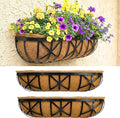 LaLaGreen 30 Inch, 2 Pack Window Boxes Planters – Black Metal Window Boxes for Outdoor Plant, Wall Mount Flower Pot with Coco Coir Liner, Attach to House Fence Balcony Herb for Patio Porch Garden