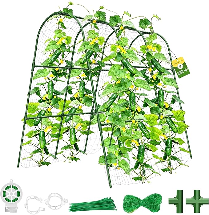 Cucumber Trellis for Raised Bed,U-Shape Garden Trellis for Climbing Plants Outdoor, Metal Arch Vegetables Trellis, Plant Support for Vine (Green, 47.2x47.2 X21.6)