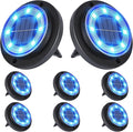 Flacchi Solar Lights Outdoor - Solar Powered Ground Lights Outdoor Solar Disk Light Waterproof Landscape Light for Patio Yard Pathway Walkway Driveway (Blue, 8 Pack)