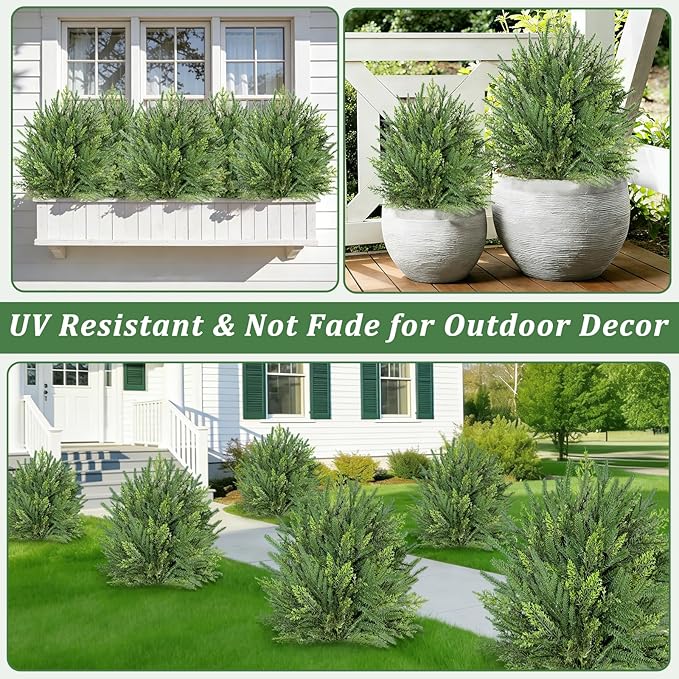 2 Pack Artificial Cypress Topiary Ball Trees with Ground Spike, 24" Norfolk Fake Bushes Shrubs UV Resistant Faux Plants Greenery for Outdoor Planters Garden Front Porch Pot Urn Fillers Spring Decor