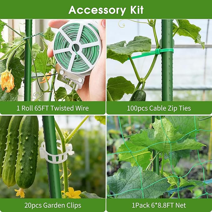 Cucumber Trellis for Raised Bed,U-Shape Garden Trellis for Climbing Plants Outdoor, Metal Arch Vegetables Trellis, Plant Support for Vine (Green, 31.5" Lx21.6 Wx47.2 H-Small)