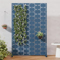 Casaphoria Metal Privacy Screen Outdoor, 72" H x 47" W Freestanding Decorative Privacy Screen for Patio Deck Balcony Garden with Stable Base, Blue-Square