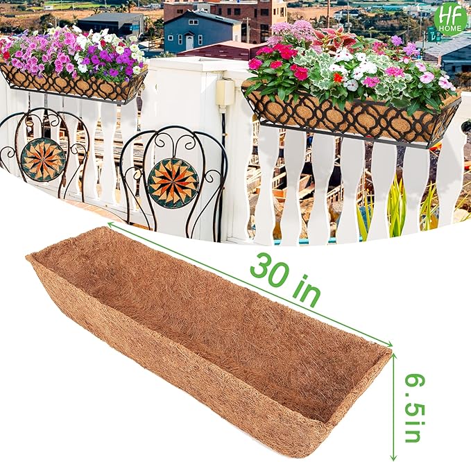 HFHOME 2Pcs 30" Trough Coco Fiber Replacement Liner, Natural 30 inches Window Deck Coco Replacement Liner for Window Box